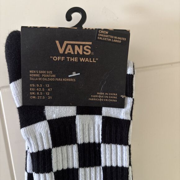 VANS Men's Checkerboard Crew Socks 1 Pair Men’s Size 9.5-13 - Picture 2 of 7